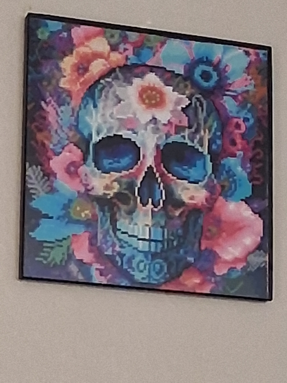 Floral Sugar Skull Wall Art - Multicolor